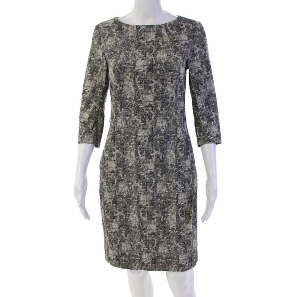 MM. La Fleur Women's Round Neck Short Sleeves Fitted Midi Dress Black Size 2